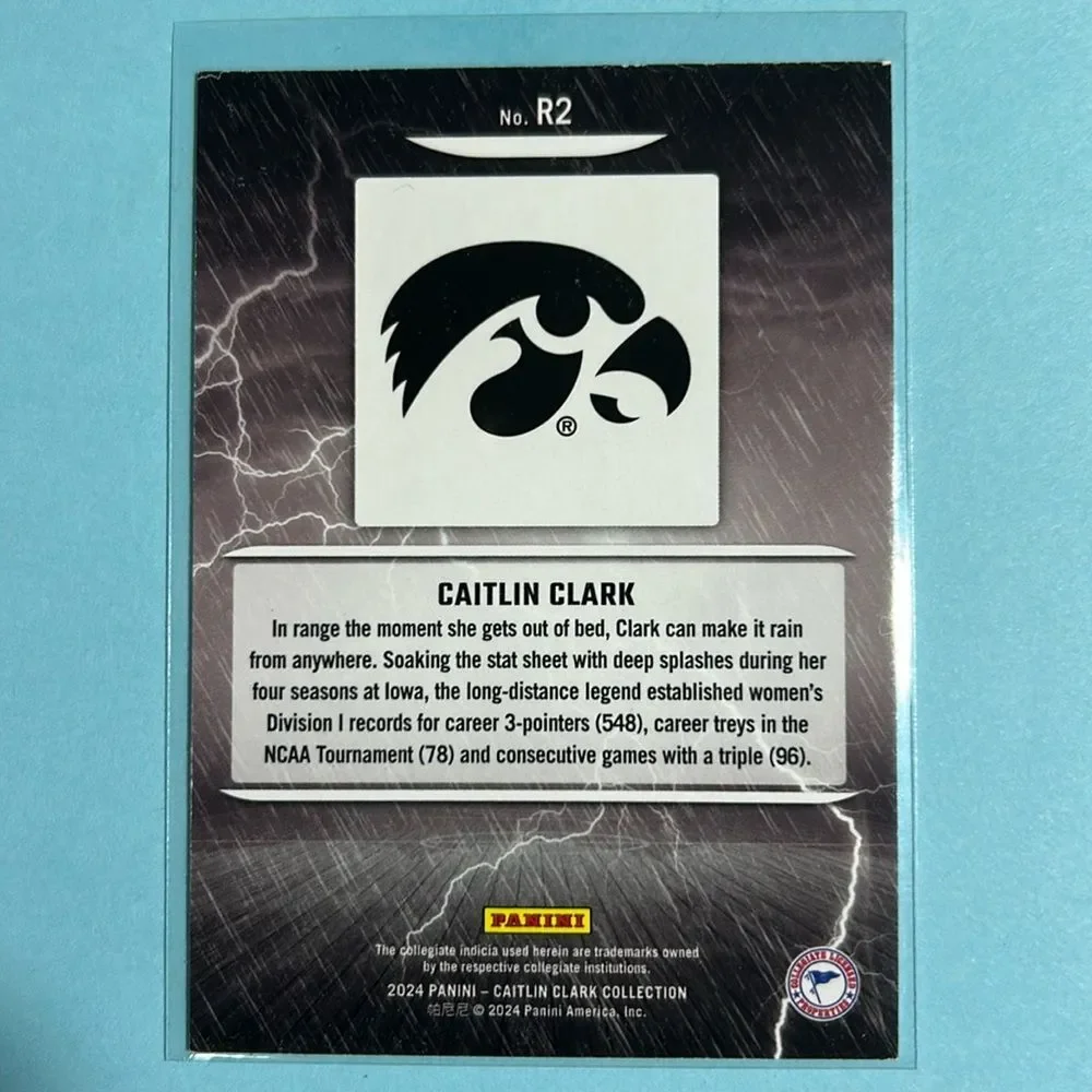 Caitlin Clark Iowa Hawkeyes  2024 Panini Raining 3’s  Card #R2 (Dark uniform)